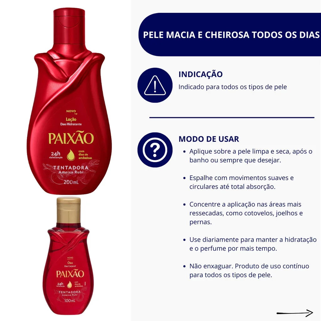 Kit Paixão Hidratante 200ml + Óleo Corporal Tentadora 100ml