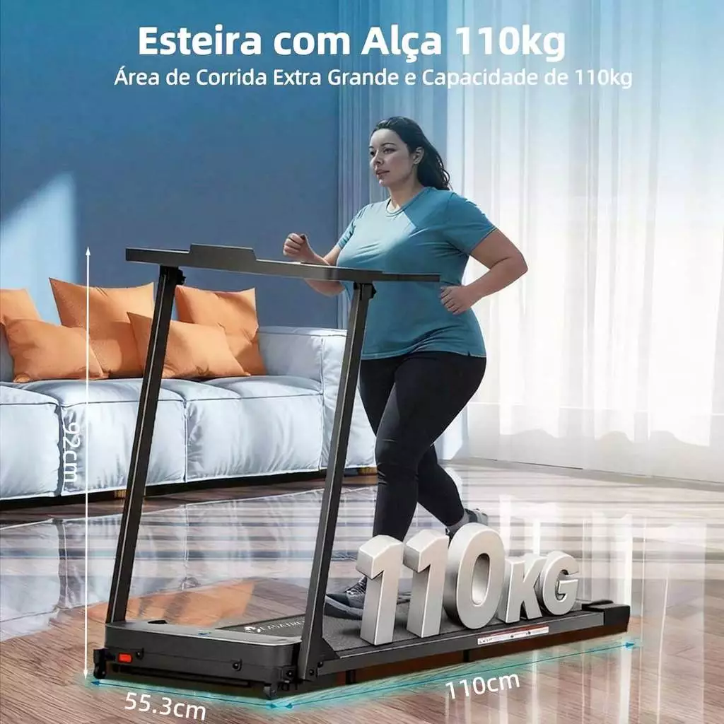 Esteira Elétrica 127/220V Dobrável Silenciosa para Casa com Amortecimento Caminhada Corrida Fitness